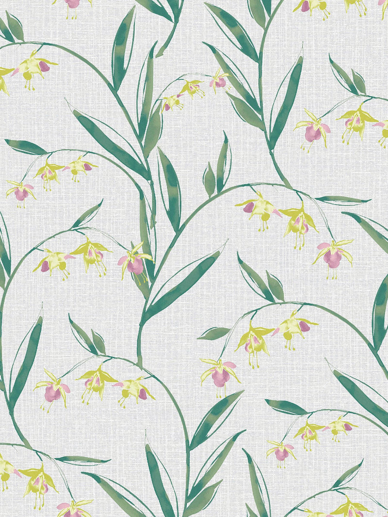 Laura Ashley wallpaper sample Fulwell Fuchsia A4, UK version