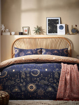 Furn Gold/Navy Constellation Reversible Duvet Cover and Pillowcase Set
