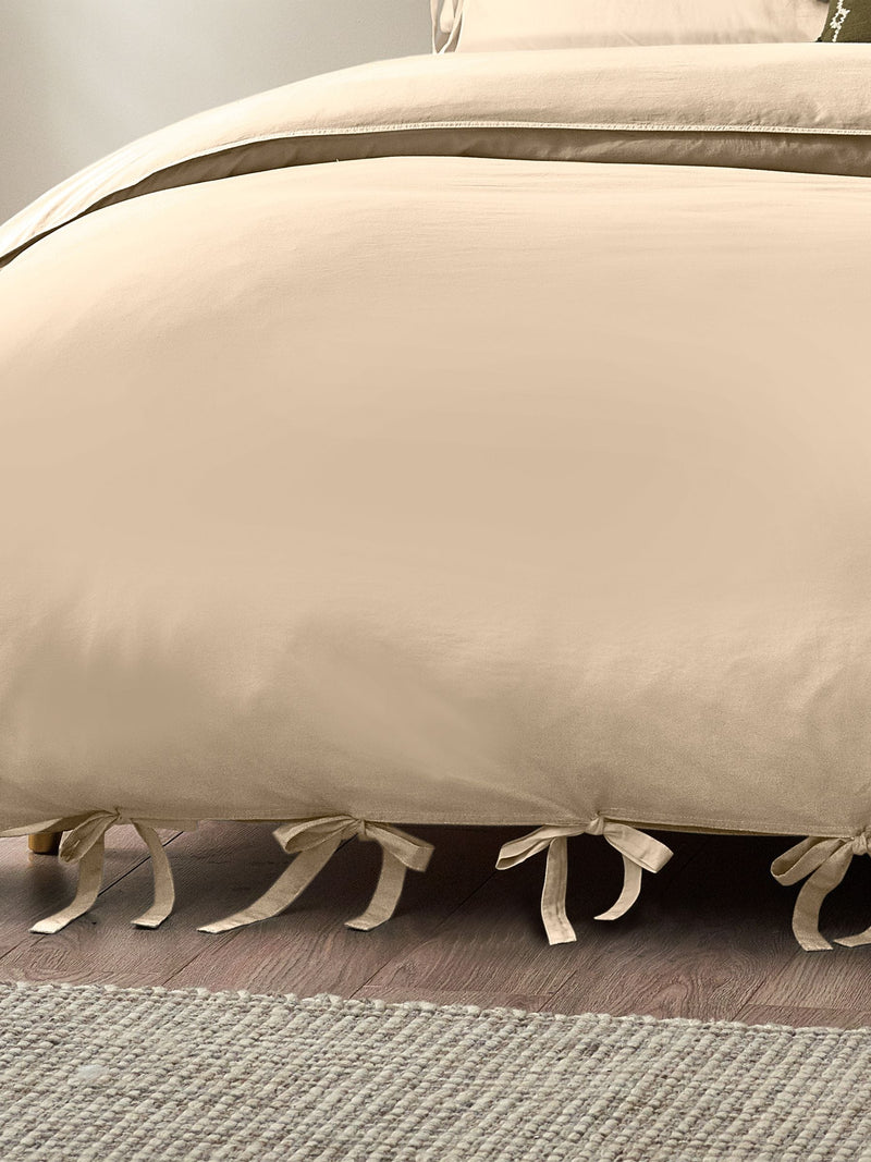 Yard Natural Mallow Bow Tie duvet cover and pillowcase set (British brand)