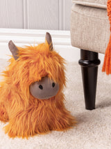 Next Paoletti Orange Highland Cow Faux Fur Novelty Doorstop 25cm- Buy online at McGrocer