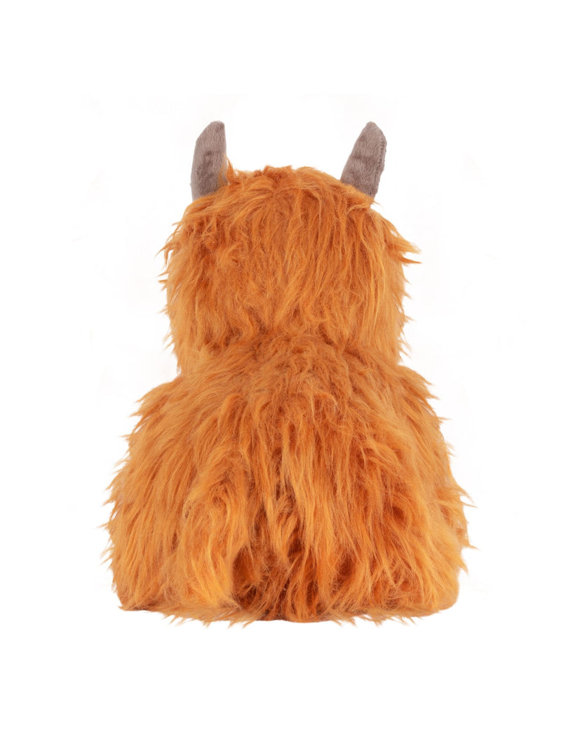 Paoletti orange highland cow faux fur doorstop 25cm, imported from the UK