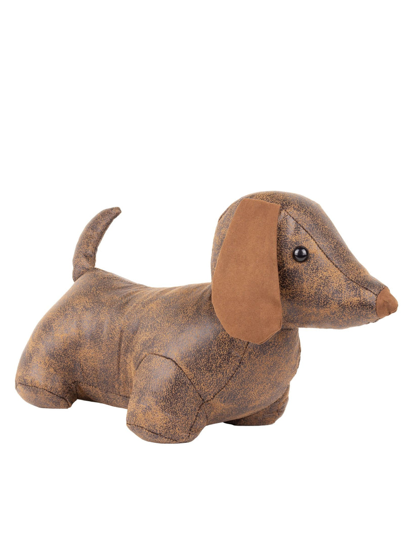 Paoletti Brown Dexter faux leather dog doorstop, imported from the UK