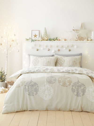Next Fusion Natural Baubles Easycare Christmas Duvet Cover Set- Buy online at McGrocer