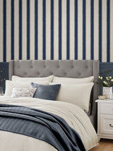 Next Laura Ashley Midnight Seapsray Denwick Stripe Wallpaper 10m x 52cm- Buy online at McGrocer
