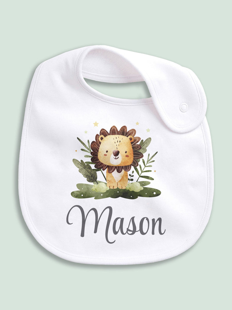Little Years Personalised Lion Cub Baby Bib, imported from the UK