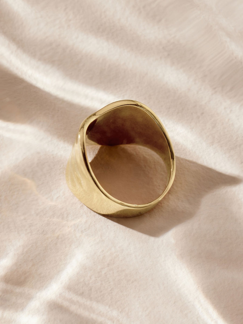 Gold tone stainless steel chunky ring, UK version