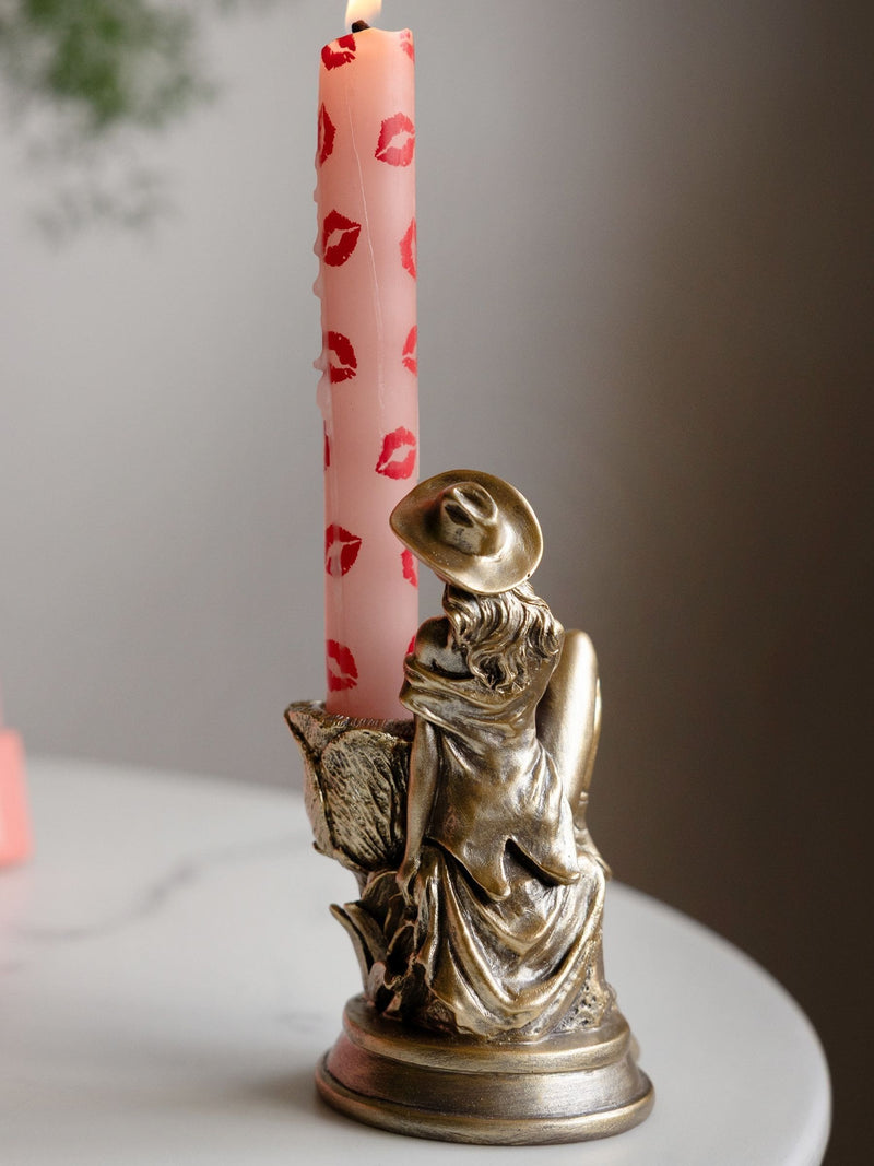 Rockett St George gold cowgirl candle holder 15cm, imported from the UK