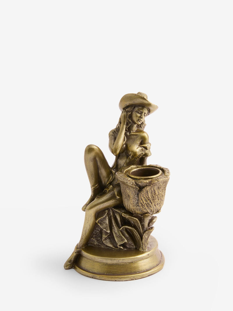 Rockett St George gold cowgirl candle holder 15cm, imported from the UK