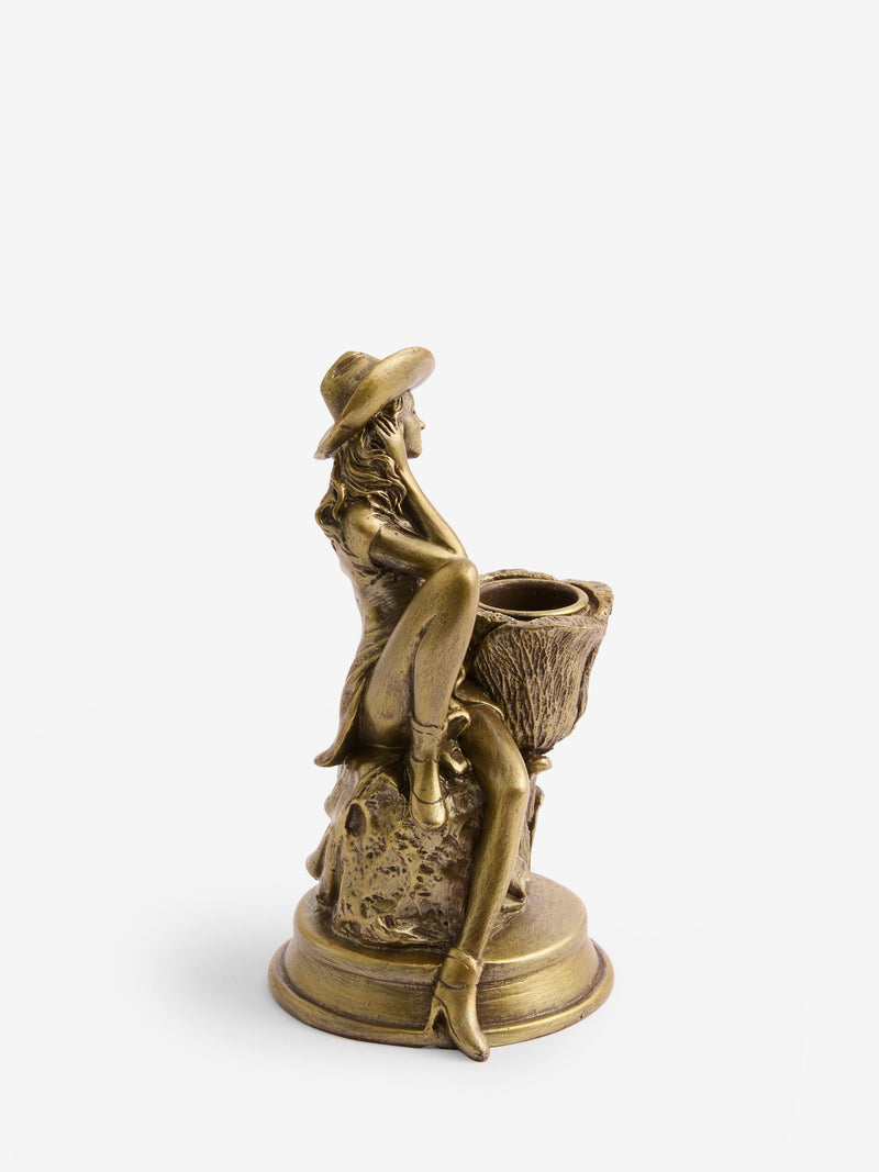 Rockett St George gold cowgirl candle holder 15cm, imported from the UK