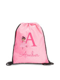 Personalised dancing ballet gymsack with initials, imported from the UK
