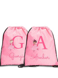 Personalised dancing ballet gymsack with initials, imported from the UK