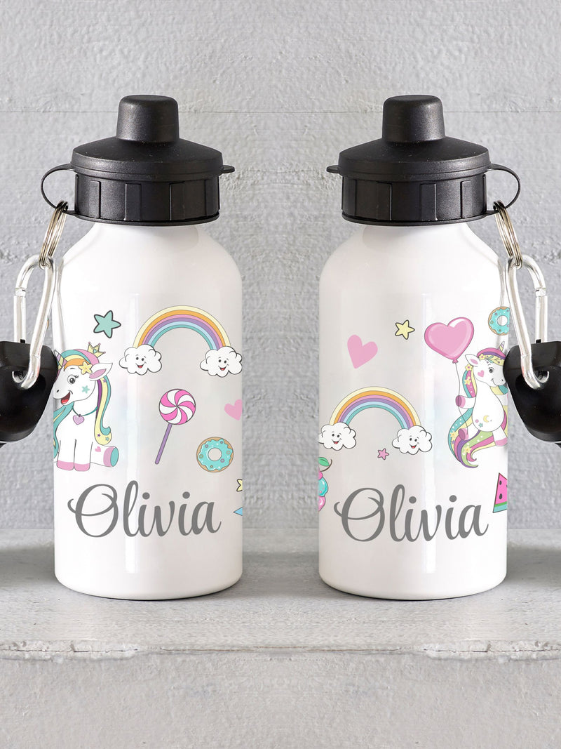 Loveabode personalised unicorn water bottle 400ml (British brand)