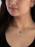 Beaverbrooks gold plated cubic zirconia malachite clover earrings 10mm - British product