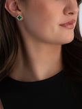 Beaverbrooks gold plated cubic zirconia malachite clover earrings 10mm - British product