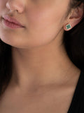 Beaverbrooks gold plated cubic zirconia malachite clover earrings 10mm - British product
