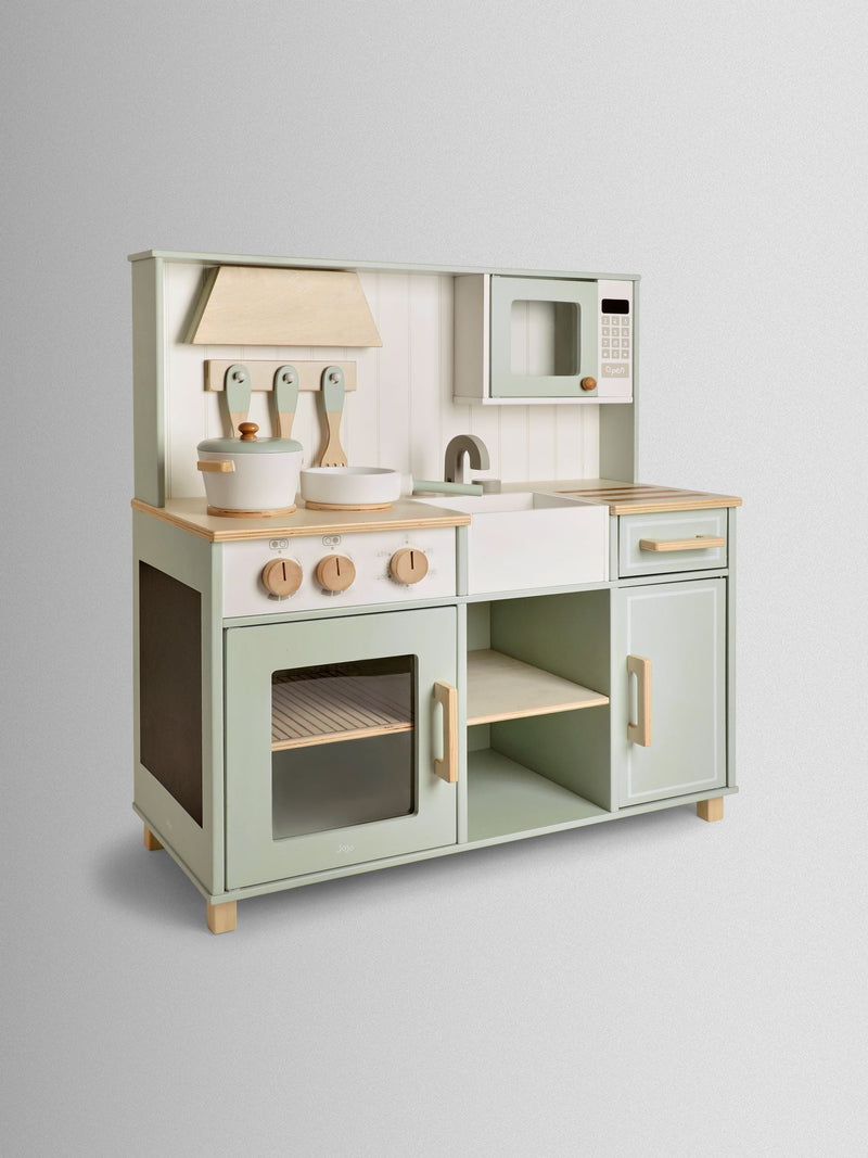 JoJo Maman Bébé sage green wooden play kitchen - British product