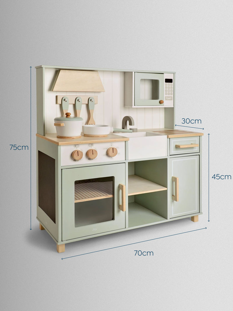 JoJo Maman Bébé sage green wooden play kitchen - British product