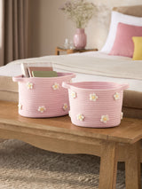 Next Pink Daisy Storage Baskets (Set of 2)- Buy online at McGrocer