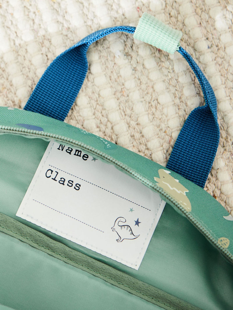 My 1st Years personalised dinosaur print medium backpack, UK version