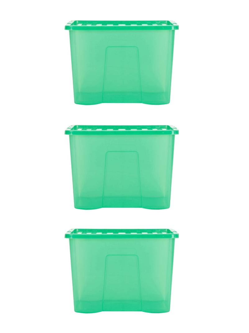 Wham Leprechaun Green 80L storage boxes, imported from the UK