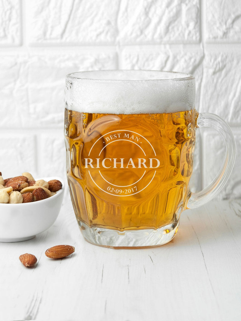 Personalised football crest dimpled beer glass 1 pint - British product