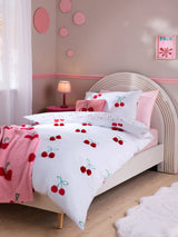 Next Red Cherry Poms Polycotton Duvet Cover and Pillowcase Set- Buy online at McGrocer