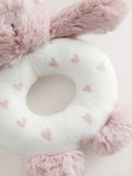 Pink Heart Bunny Baby Rattle soft fabric toy, imported from the UK