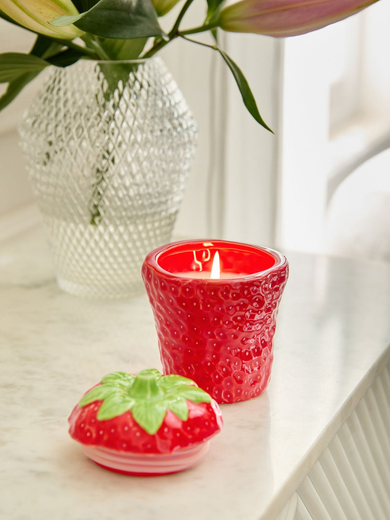Strawberries & Cream Fruity Decorative Candle 12cm (British brand)