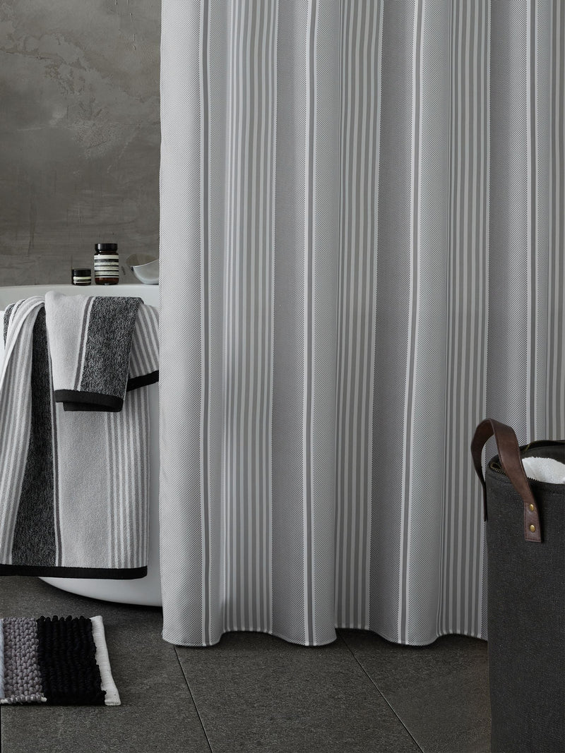 Catherine Lansfield silver textured stripe shower curtain - British product
