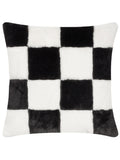 heya home black cozee check faux fur cushion - British product