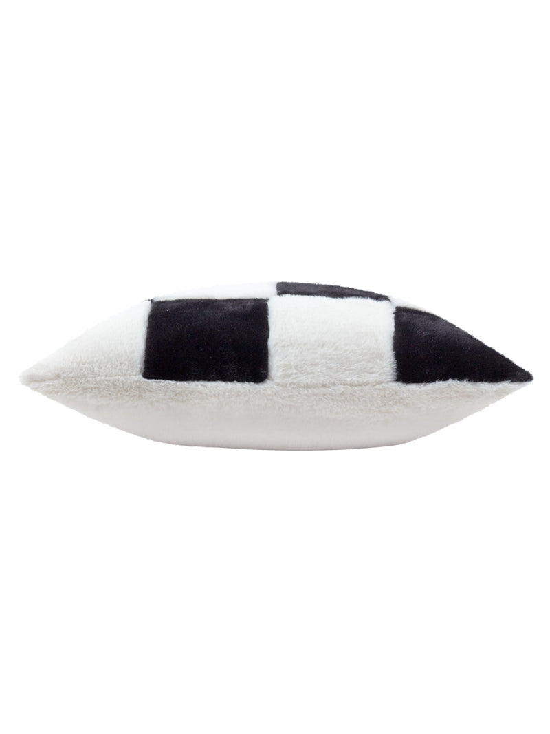 heya home black cozee check faux fur cushion - British product