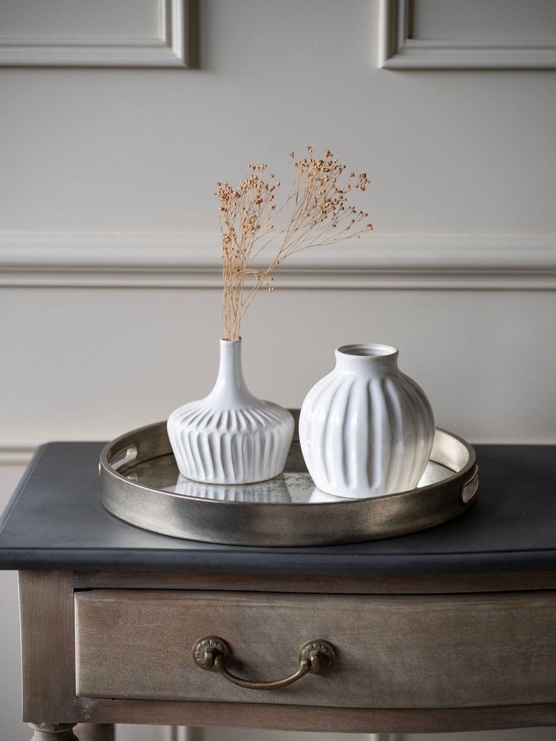 Laura Ashley white stoneware vases set of 2, UK version