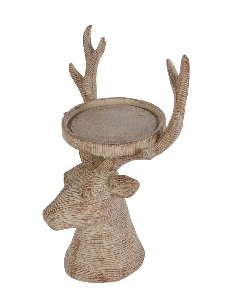 Laura Ashley natural wood deer candle holder, UK version