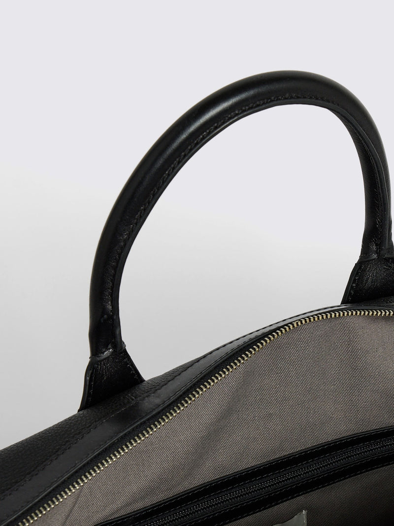 MOSS black grained leather holdall, imported from the UK