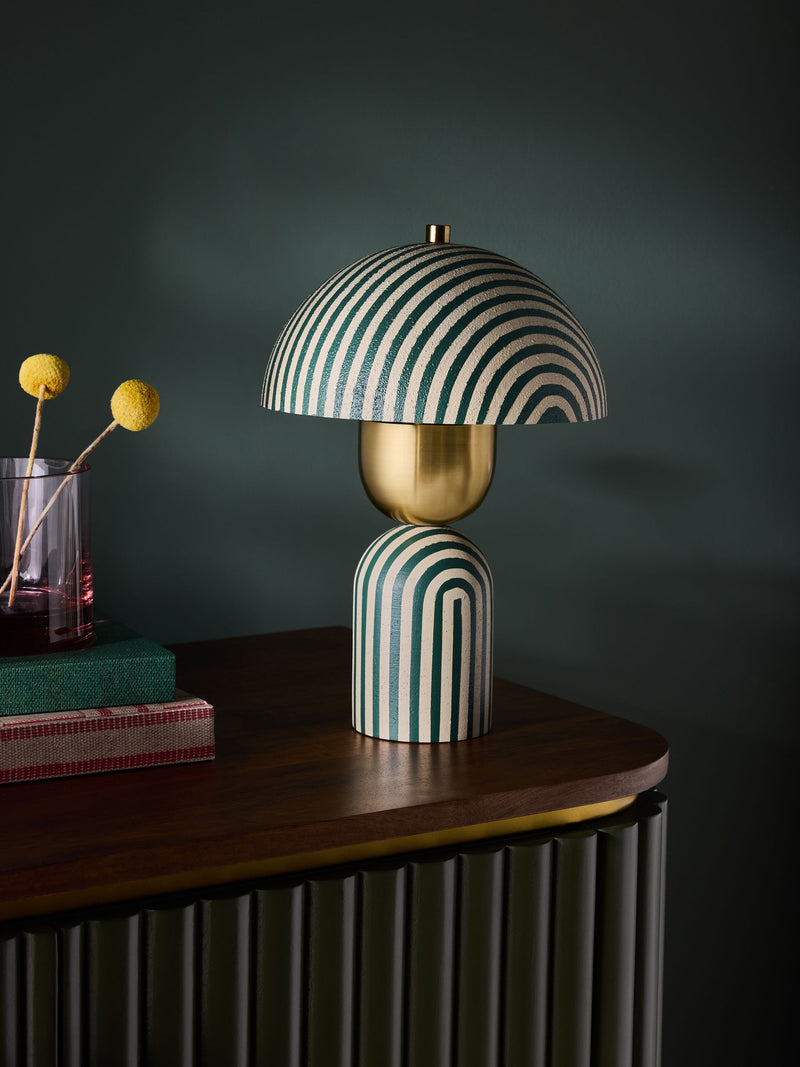 Clarke and Clarke green stripe table lamp (British brand)