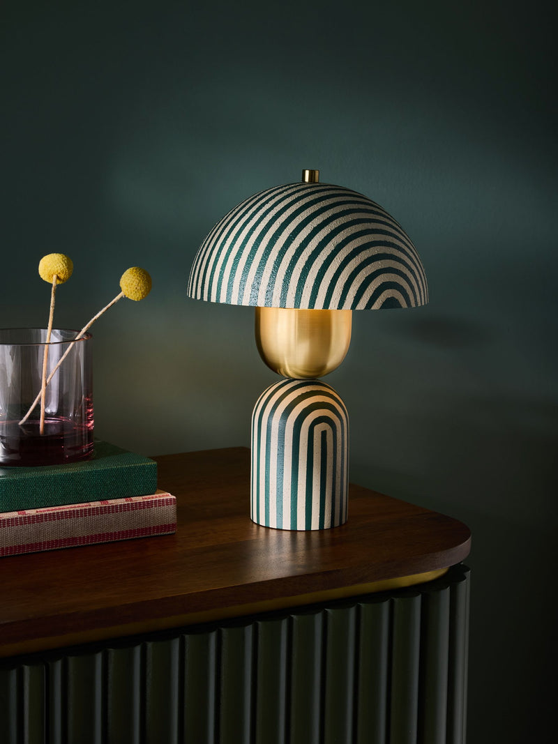Clarke and Clarke green stripe table lamp (British brand)