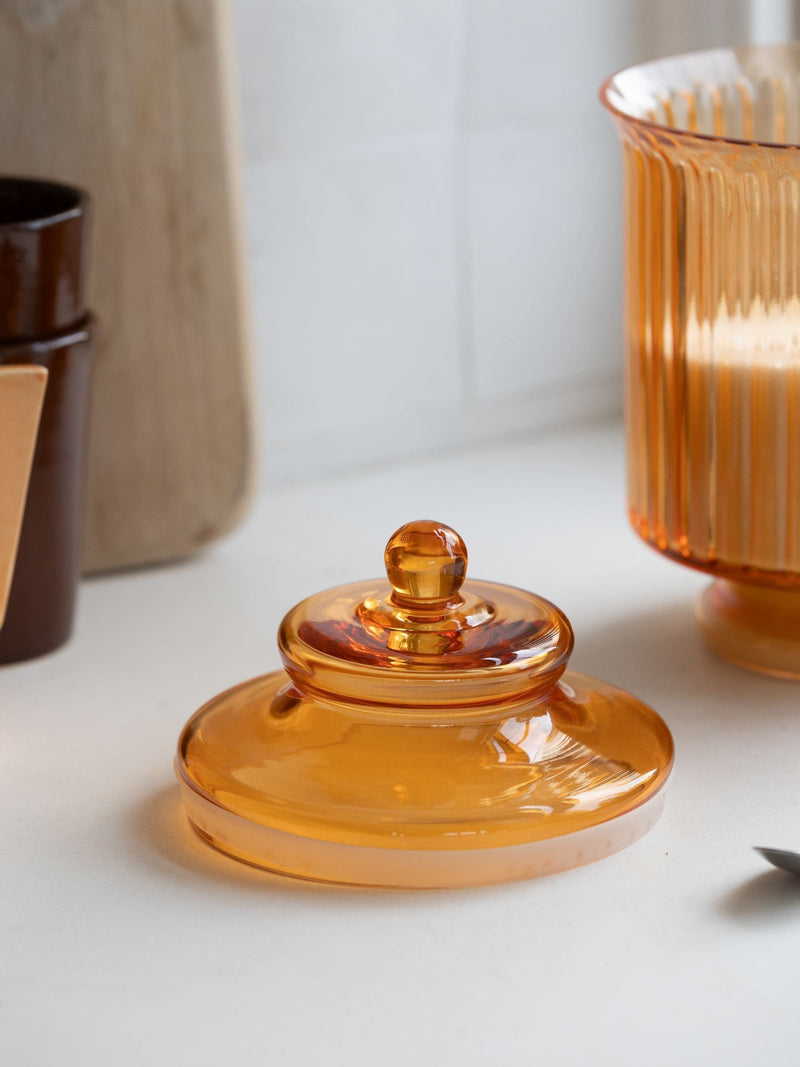 Rockett St George orange glass storage jar large, imported from the UK