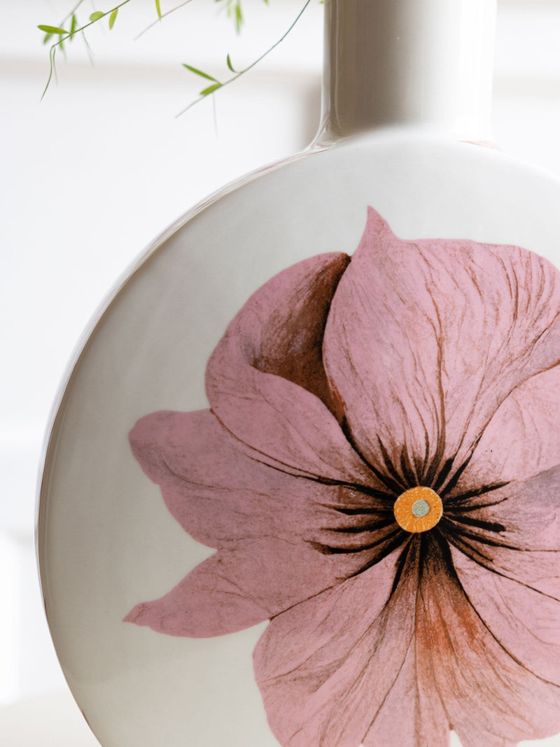 Rockett St George white pink oriental ceramic vase, imported from the UK