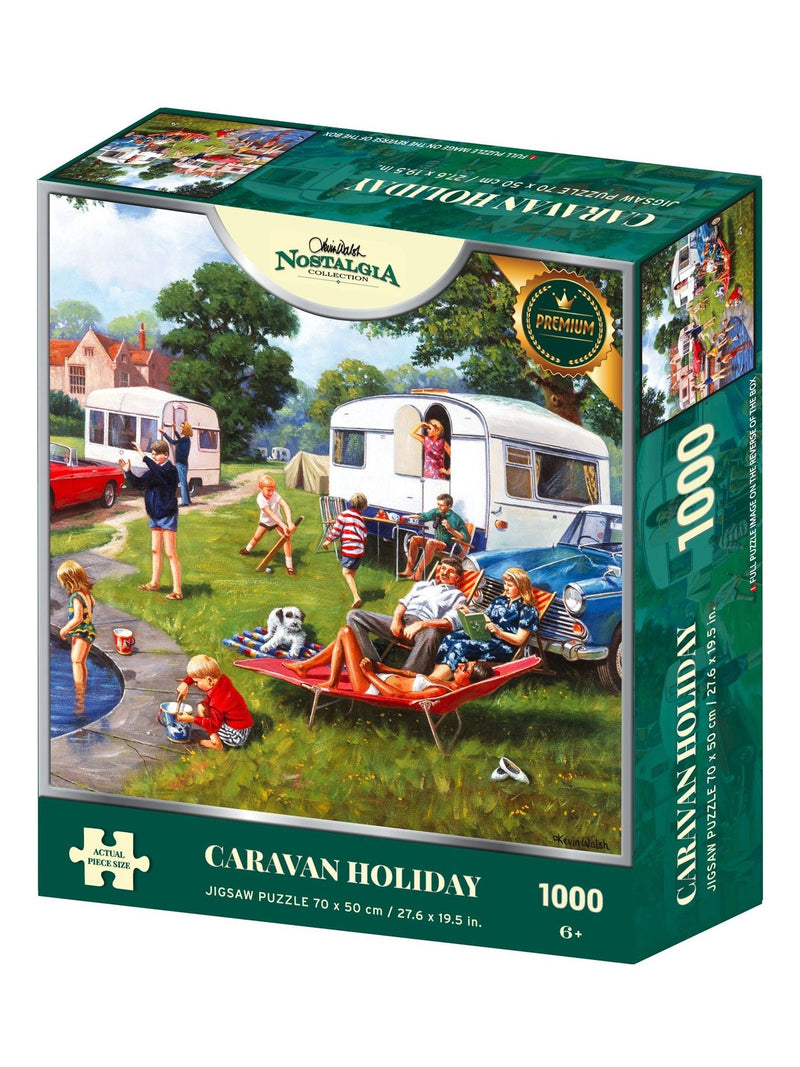 Kidikraft nostalgic 1000-piece jigsaw puzzle featuring a British caravan holiday (British brand)