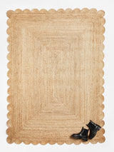 Next Oliver Bonas Natural Brown Scalloped Jute Rug 240cm x 170cm- Buy online at McGrocer