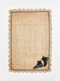 Oliver Bonas grey blue jute rug 140x200cm scalloped border British product