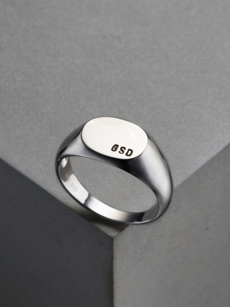 Posh Totty Designs personalised mens signet ring UK ring sizes L-T, imported from the UK