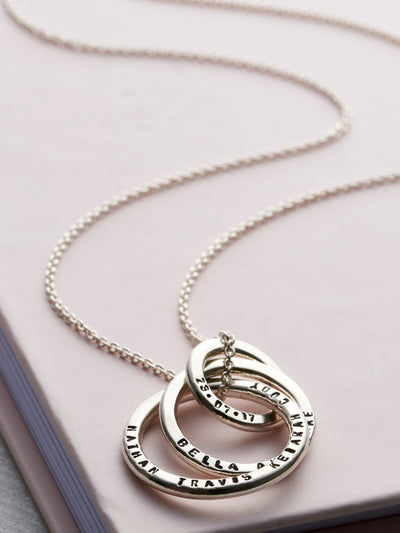 Next Posh Totty Designs Personalised Family Names Russian Ring Necklace with 18 inch Chain- Buy online at McGrocer