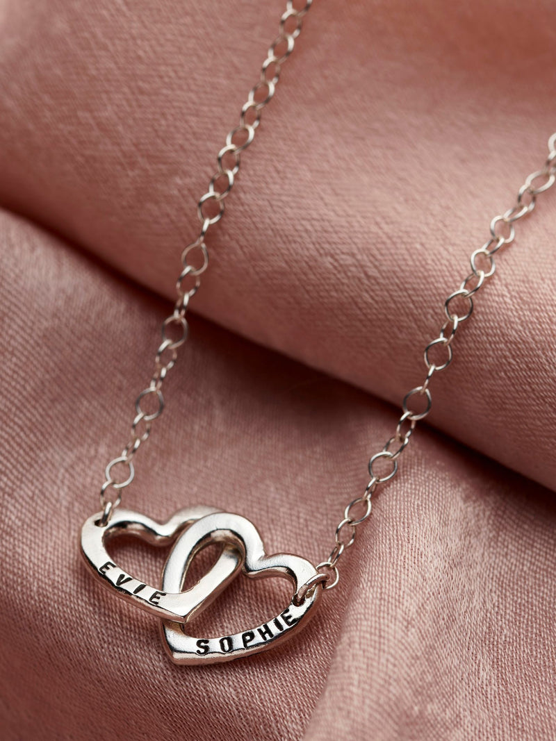 Posh Totty Designs Personalised Double Heart Names Necklace (British brand)