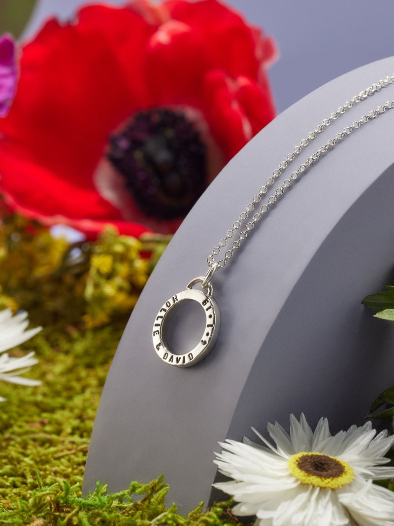 Posh Totty Designs geometric circle charm necklace 18in chain, imported from the UK