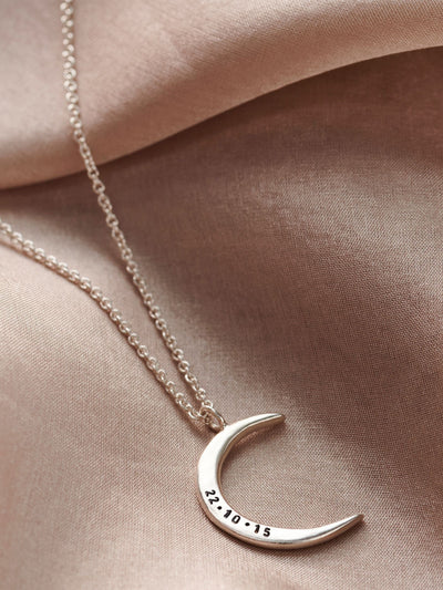 Next Posh Totty Designs Personalised Crescent Moon Necklace with 18 Inch Sterling Silver Chain- Buy online at McGrocer