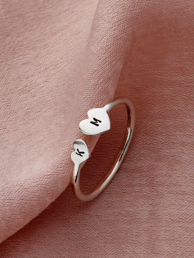 Next Posh Totty Designs Personalised Heart Open Sterling Silver Ring- Buy online at McGrocer