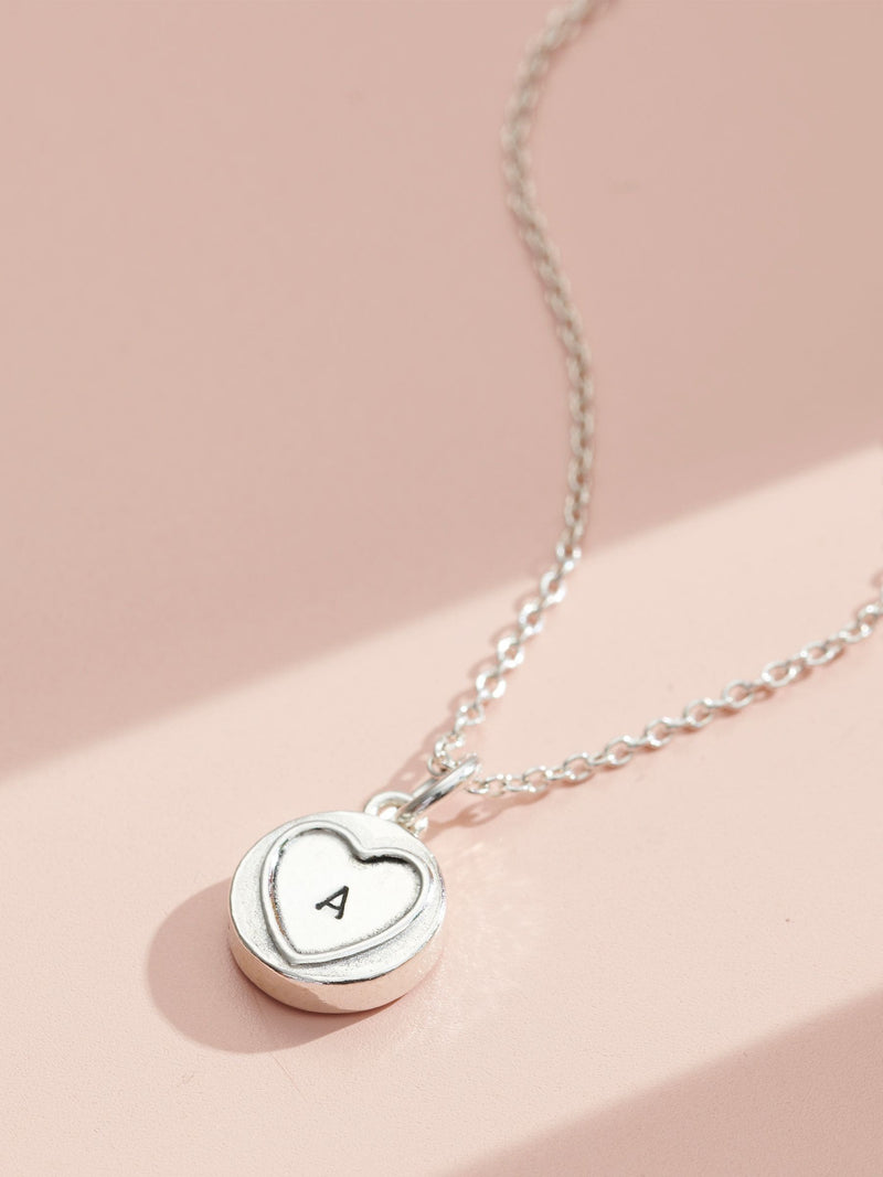 Posh Totty Designs personalised mini sweetheart necklace 9mm charm 18 chain, imported from the UK