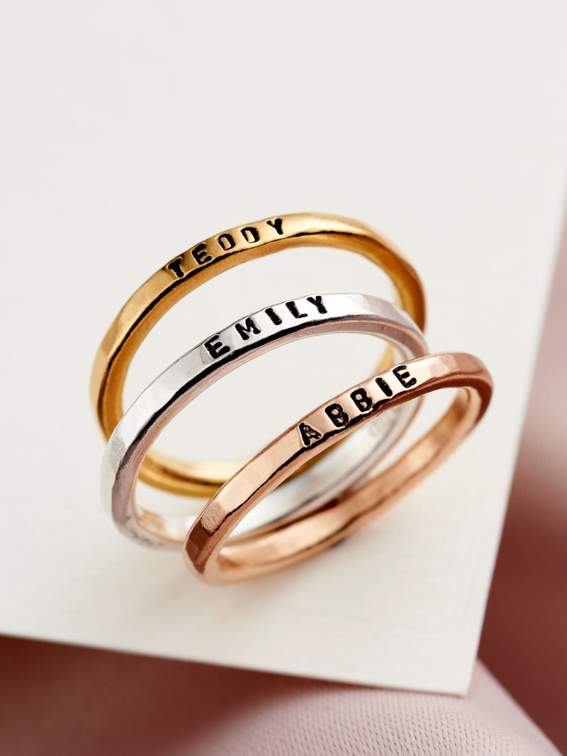 Posh Totty Designs Personalised Stacker Ring, imported from the UK