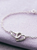 Next Posh Totty Designs Personalised Double Heart Names Silver Bracelet- Buy online at McGrocer